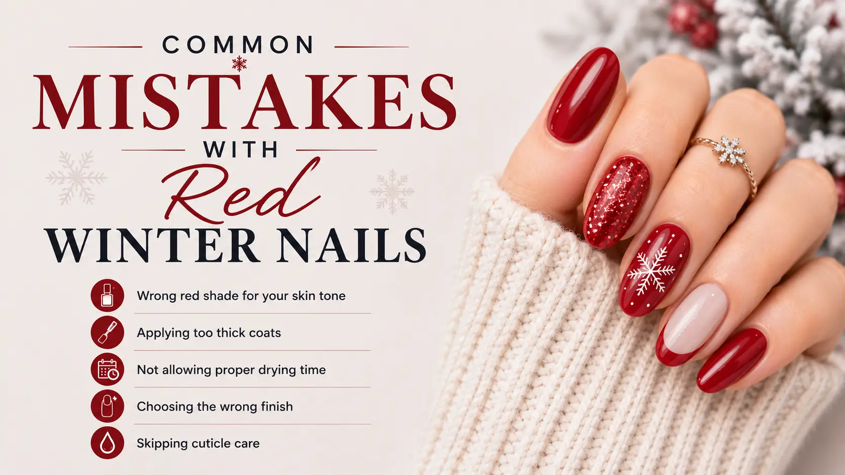 Common mistakes with red winter nails
