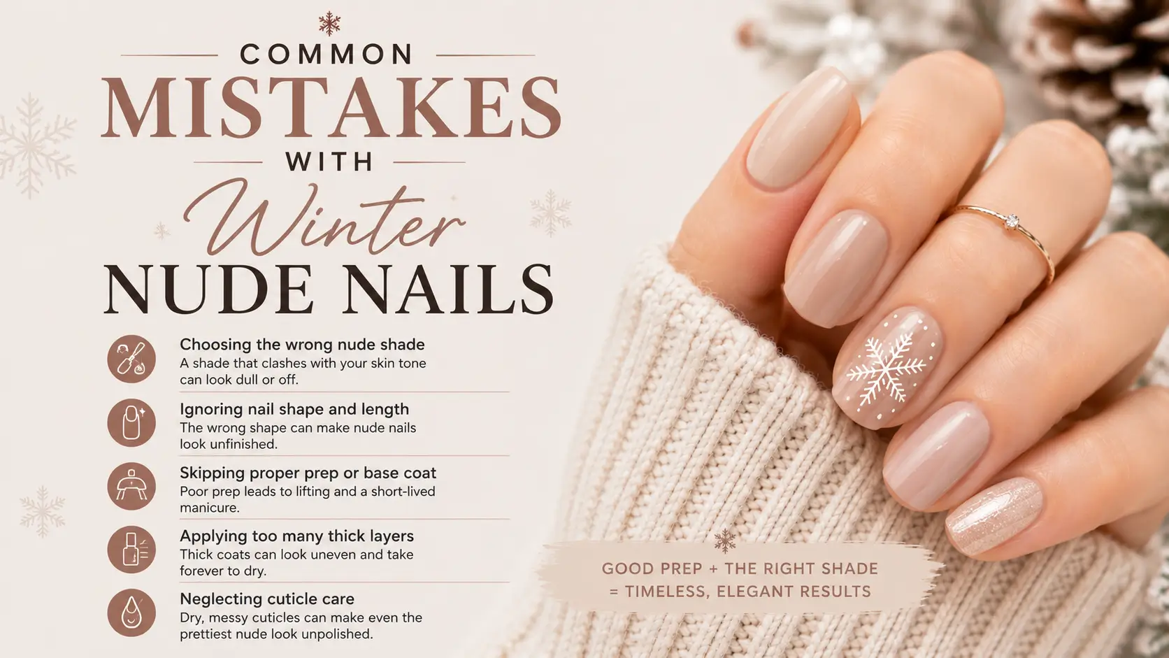 Common mistakes with winter nude nails
